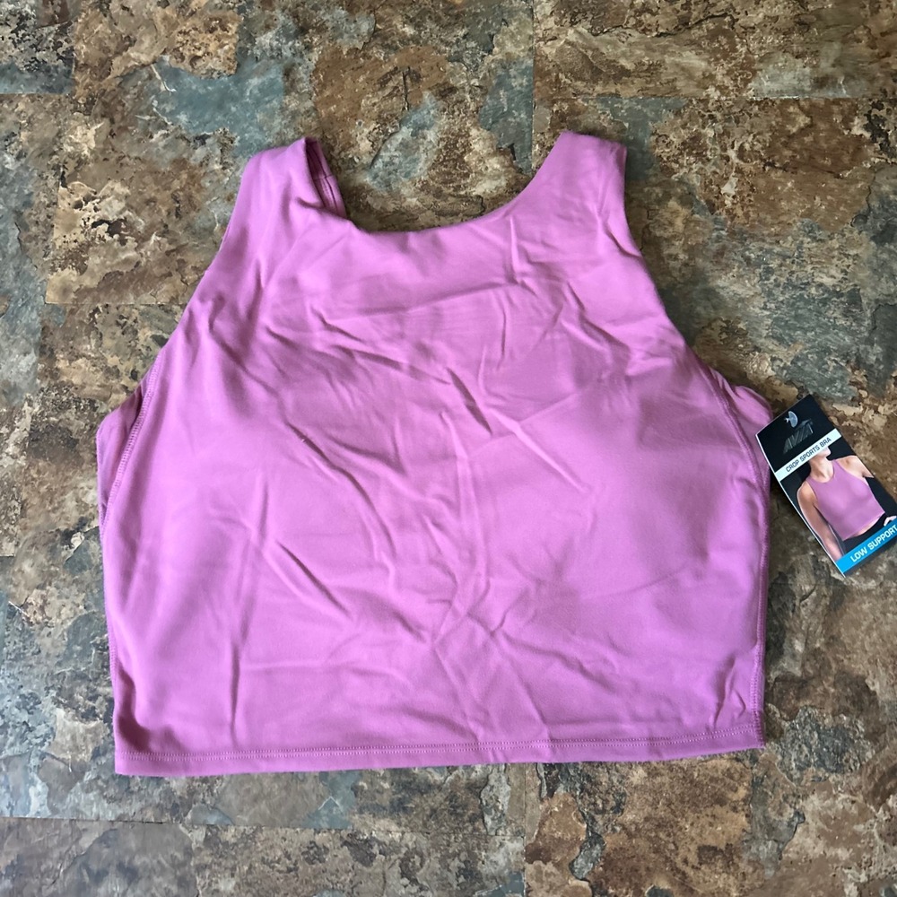 Avia Wirefree Crop Sports Bra Womens Size Large (D-DD) Pink Moisture Wicking